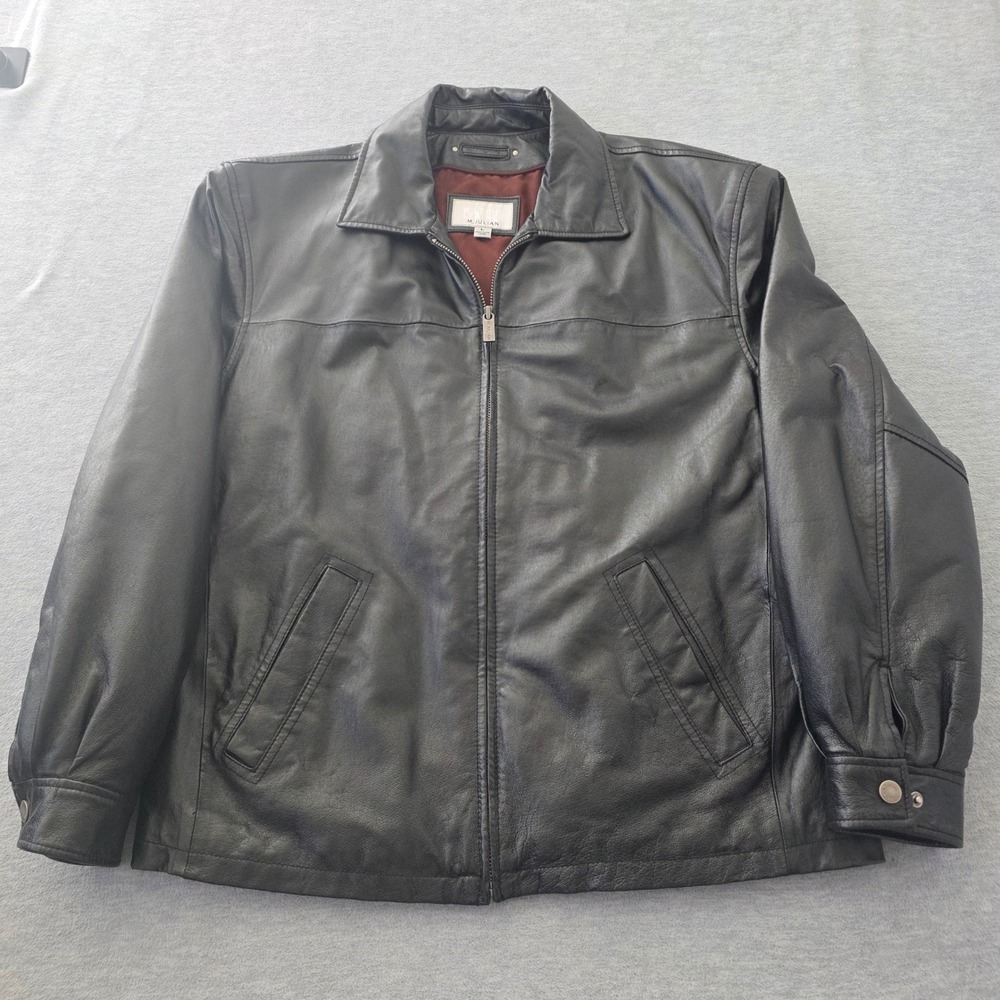 Wilsons Leather M. Julian Mens Black Genuine Leather Full Zip Jacket Large